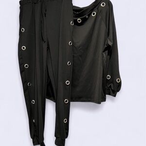Stylish Black Women's Jumpsuit with Eyelet Details
